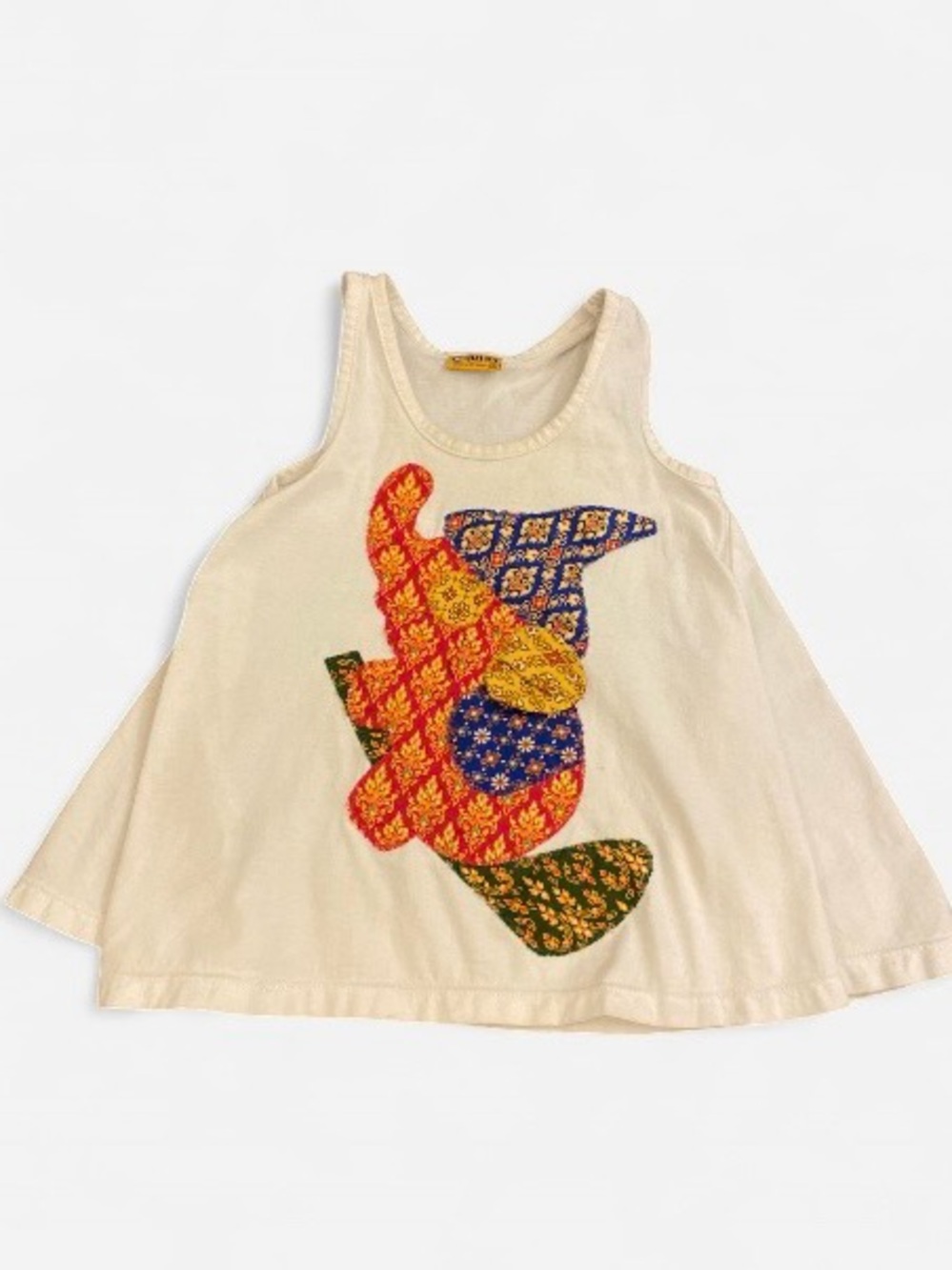 Girls' Cream Patchwork Appliqué Tank Top